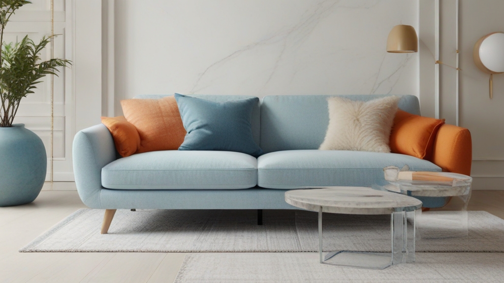 Default minimalist room and soft blue orange sofa Modern Marbl 2 2