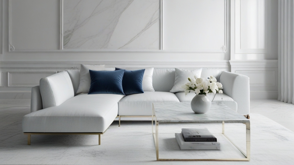 Default minimalist room and soft blue sofa Modern Marble Coffe 0