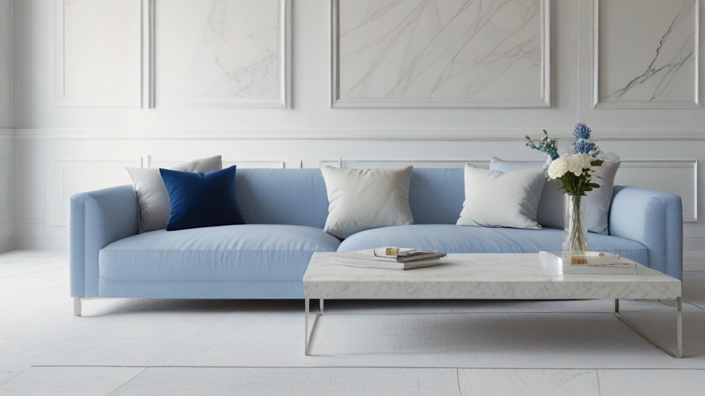 Default minimalist room and soft blue sofa Modern Marble Coffe 2