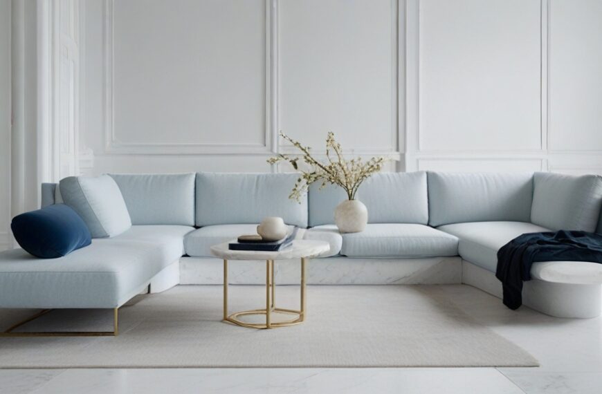 Default minimalist room and soft blue sofa Modern Marble Coffe 3