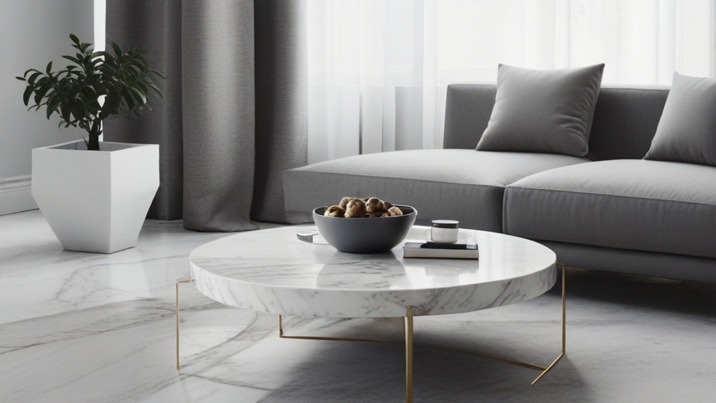 Default minimalist room and soft grey sofa Modern Marble Coffe 1