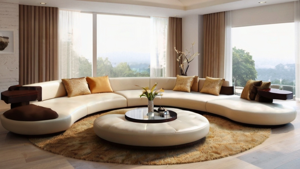 Default realistic wide angle living room with Round Ottoman Co 2