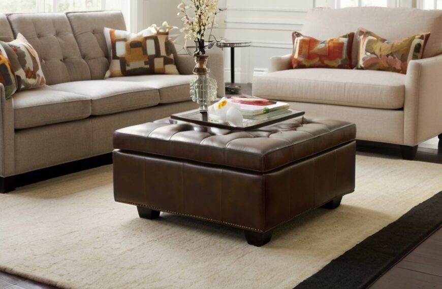 leather ottoman coffee table