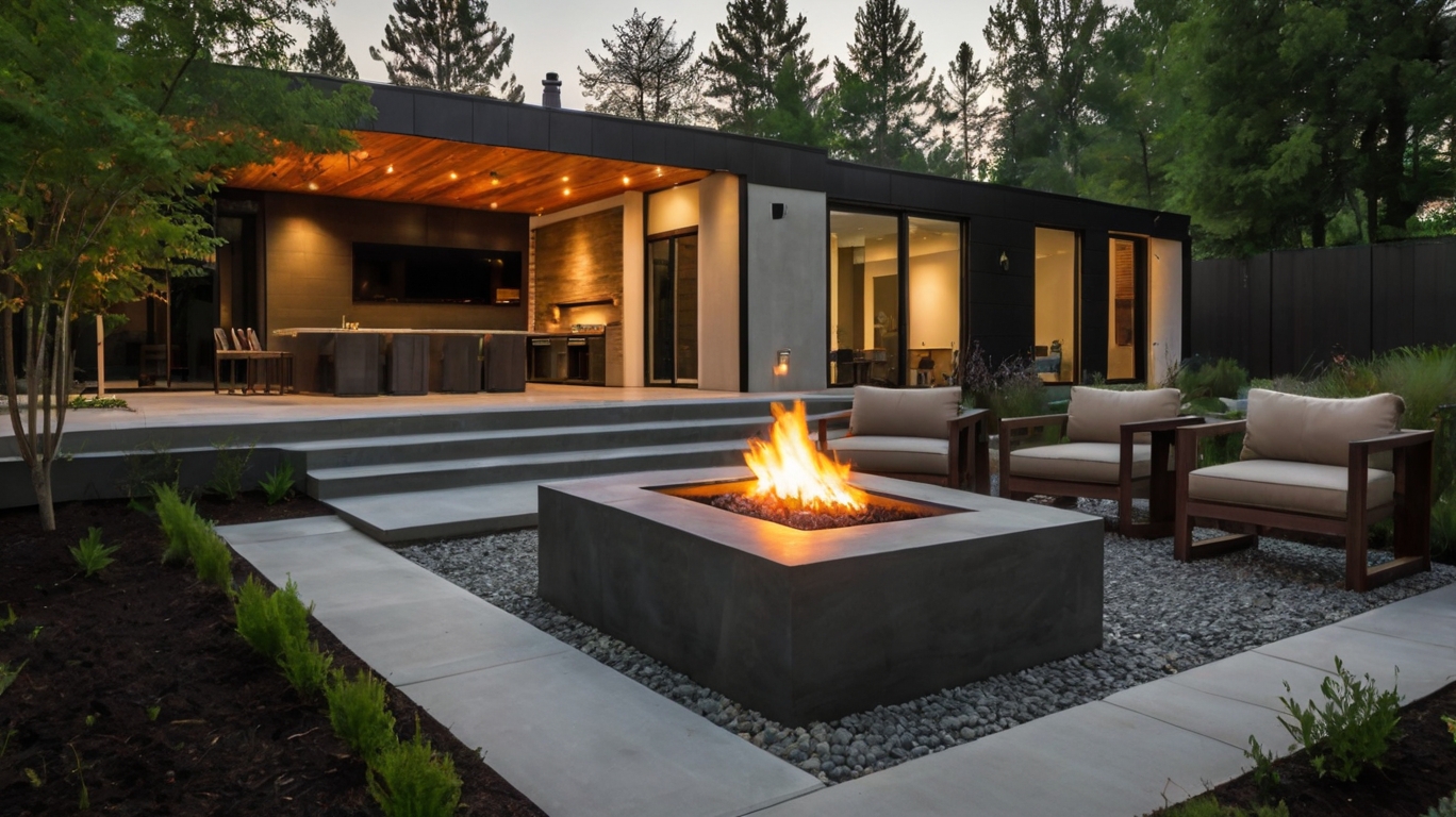 Default modern and minimalist house with Fire Pits and Outdoor 0