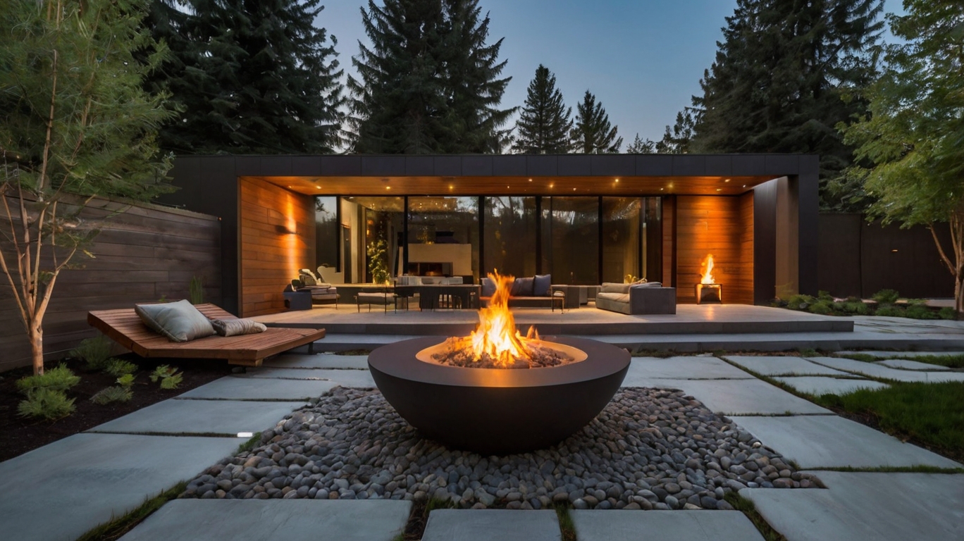 Default modern and minimalist house with Fire Pits and Outdoor 1