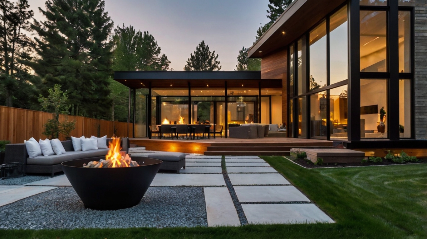 Default modern and minimalist house with Fire Pits and Outdoor 2