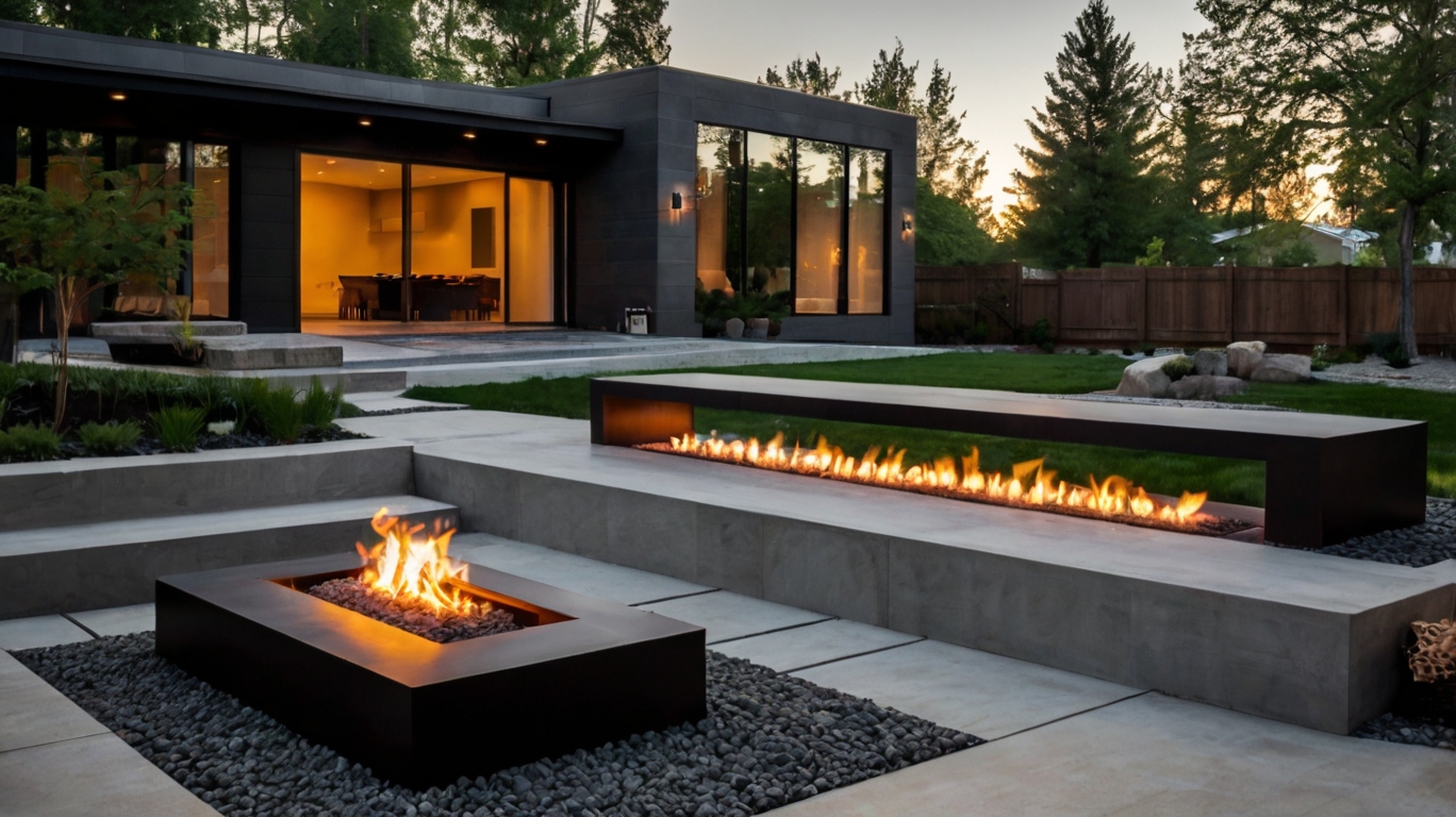 Default modern and minimalist house with Fire Pits and Outdoor 3
