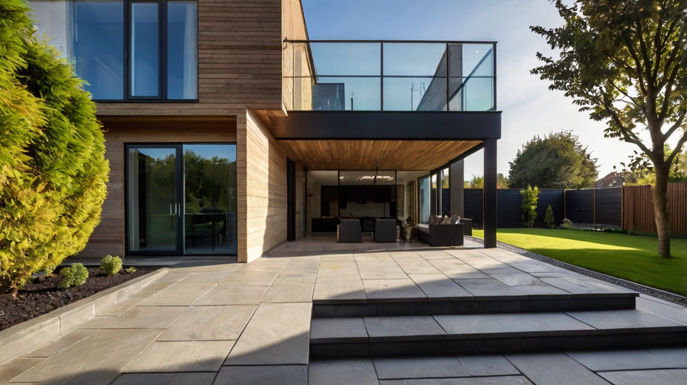 Default modern house with Paving Slabs on a Slope and outdoor 1