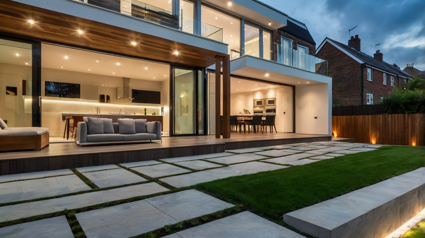 Default modern house with Paving Slabs on a Slope and outdoor 3