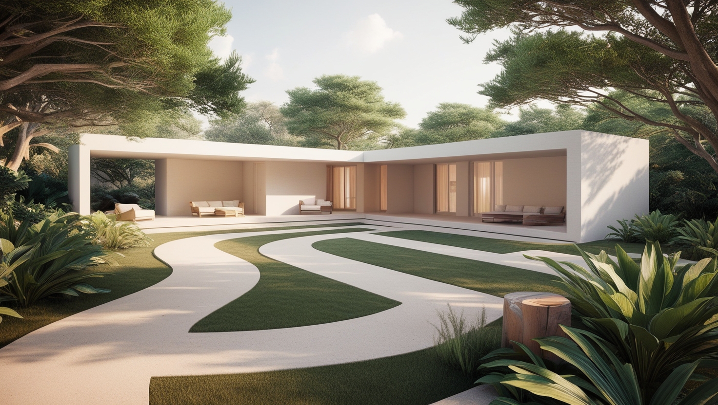 Minimalist house with patios and walkways concept part 4