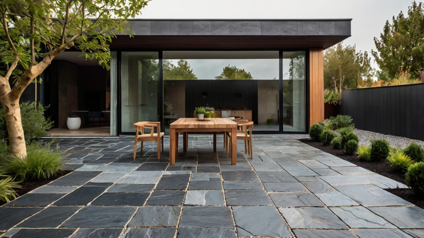 Default Minimalist house and wooden house Natural Stone Patio 0 1 1
