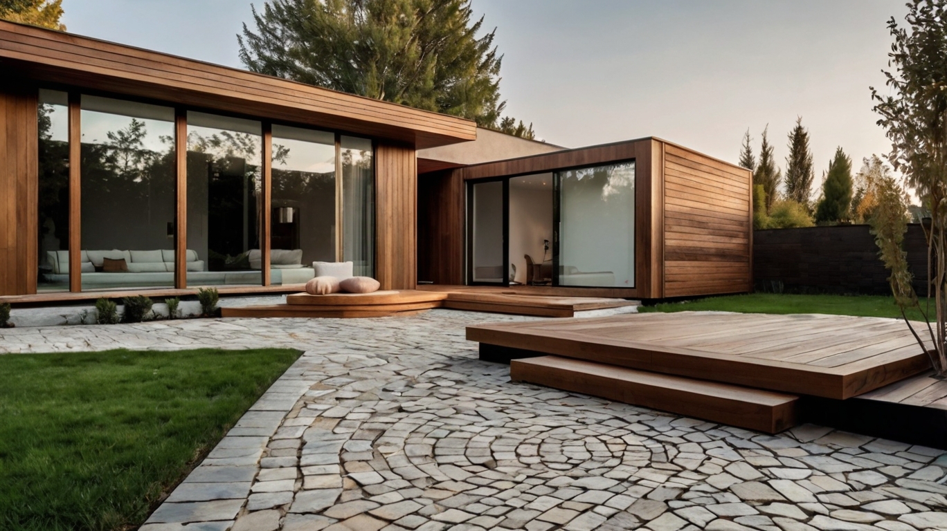 Default Minimalist house and wooden house Natural Stone Patio 0 2