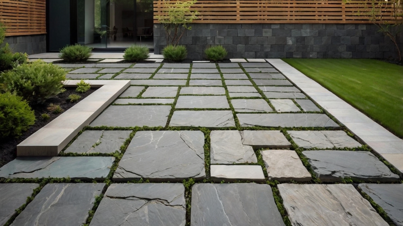 Default Minimalist house and wooden house Natural Stone Patio 1 1