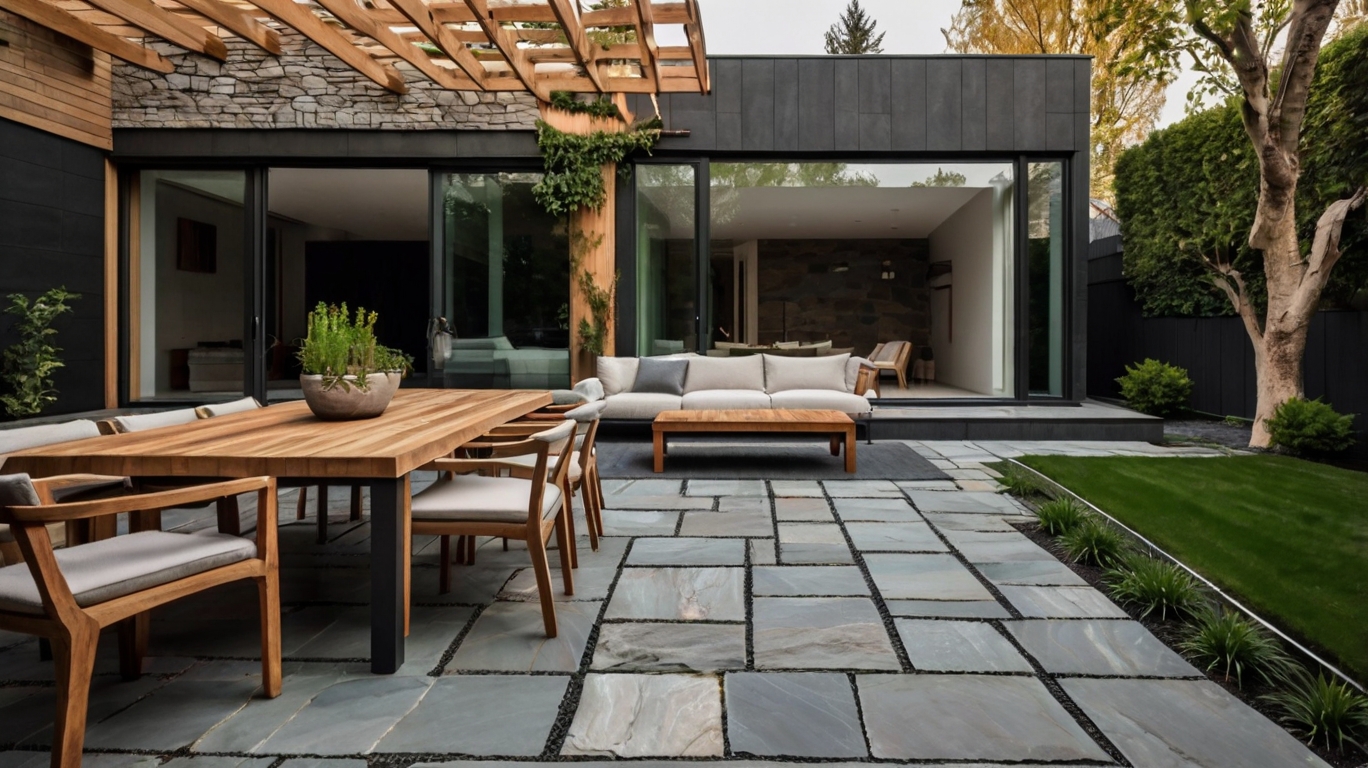 Default Minimalist house and wooden house Natural Stone Patio 1
