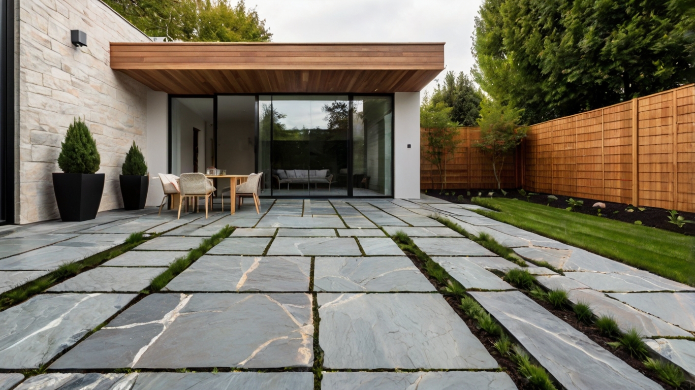 Default Minimalist house and wooden house Natural Stone Patio 2