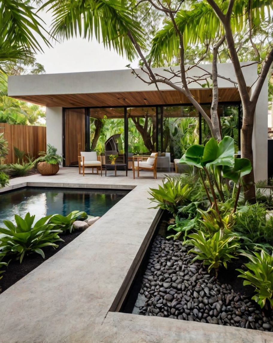 Default Minimalist house with Tropical Backyard Landscape Idea 0 7 1