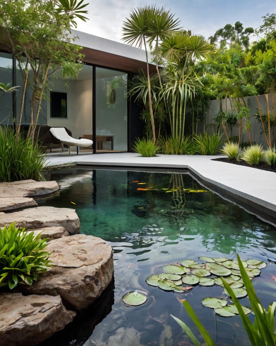 Default Minimalist house with Tropical Backyard Landscape Idea 1 2