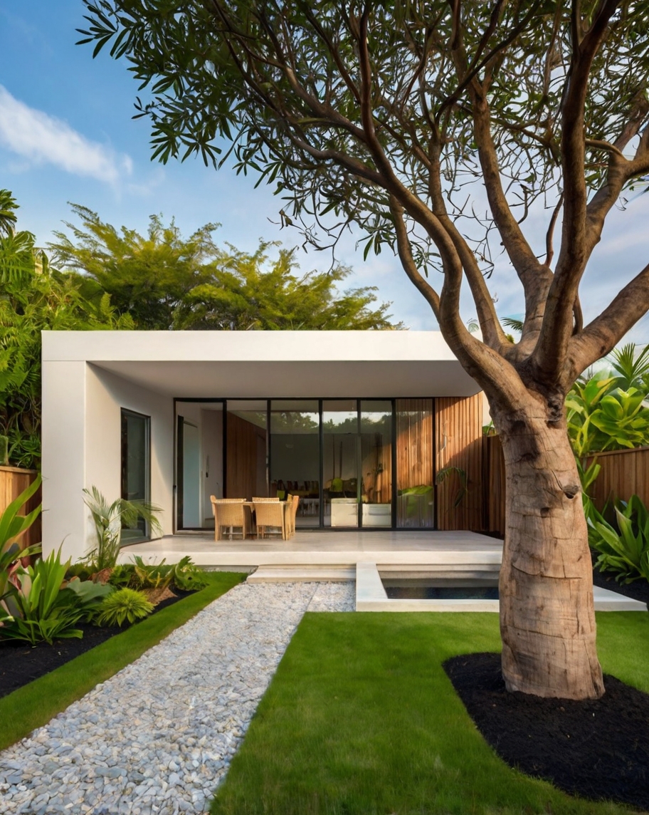 Default Minimalist house with Tropical Backyard Landscape Idea 1 7 1