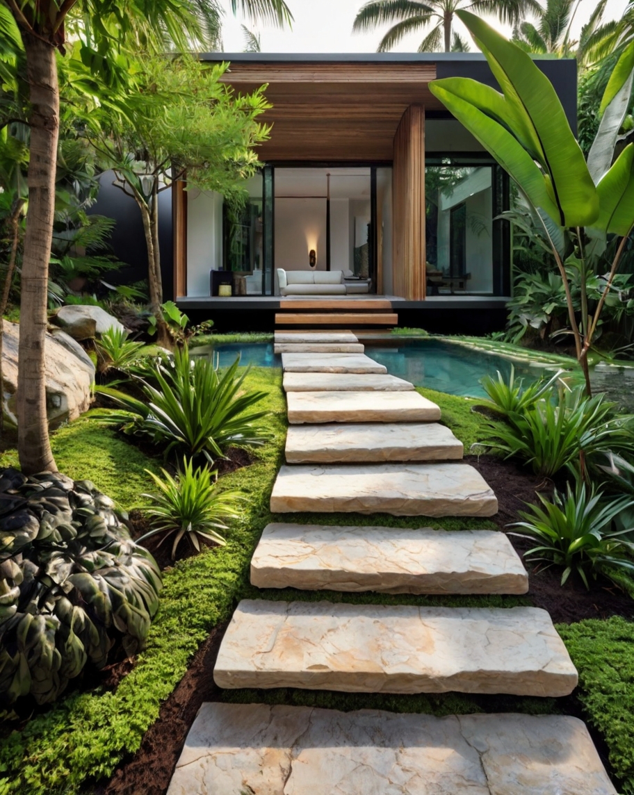 Default Minimalist house with Tropical Backyard Landscape Idea 2 4