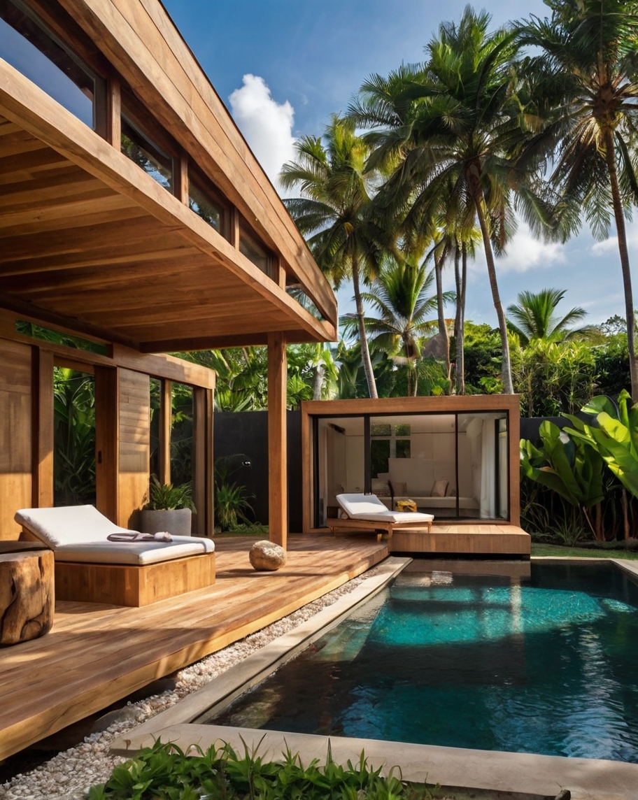 Default Minimalist wooden house with Tropical Backyard Landsca 2 1