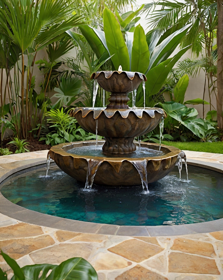 Default Tropical Backyard Landscape Ideas Water Features Fount 3