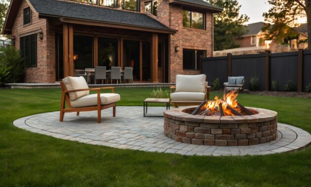 Default brick and wooden house ovale Fire Pit on Grass with co 3