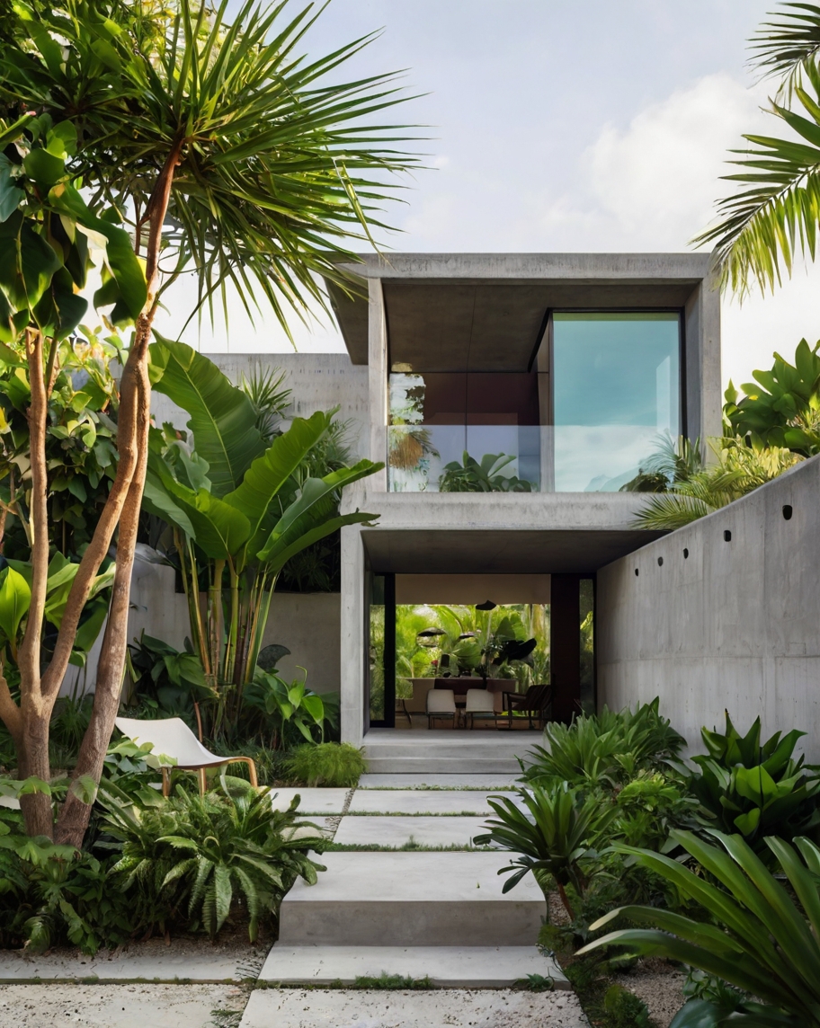 Default minimalist concrete house with Tropical Backyard Lands 1