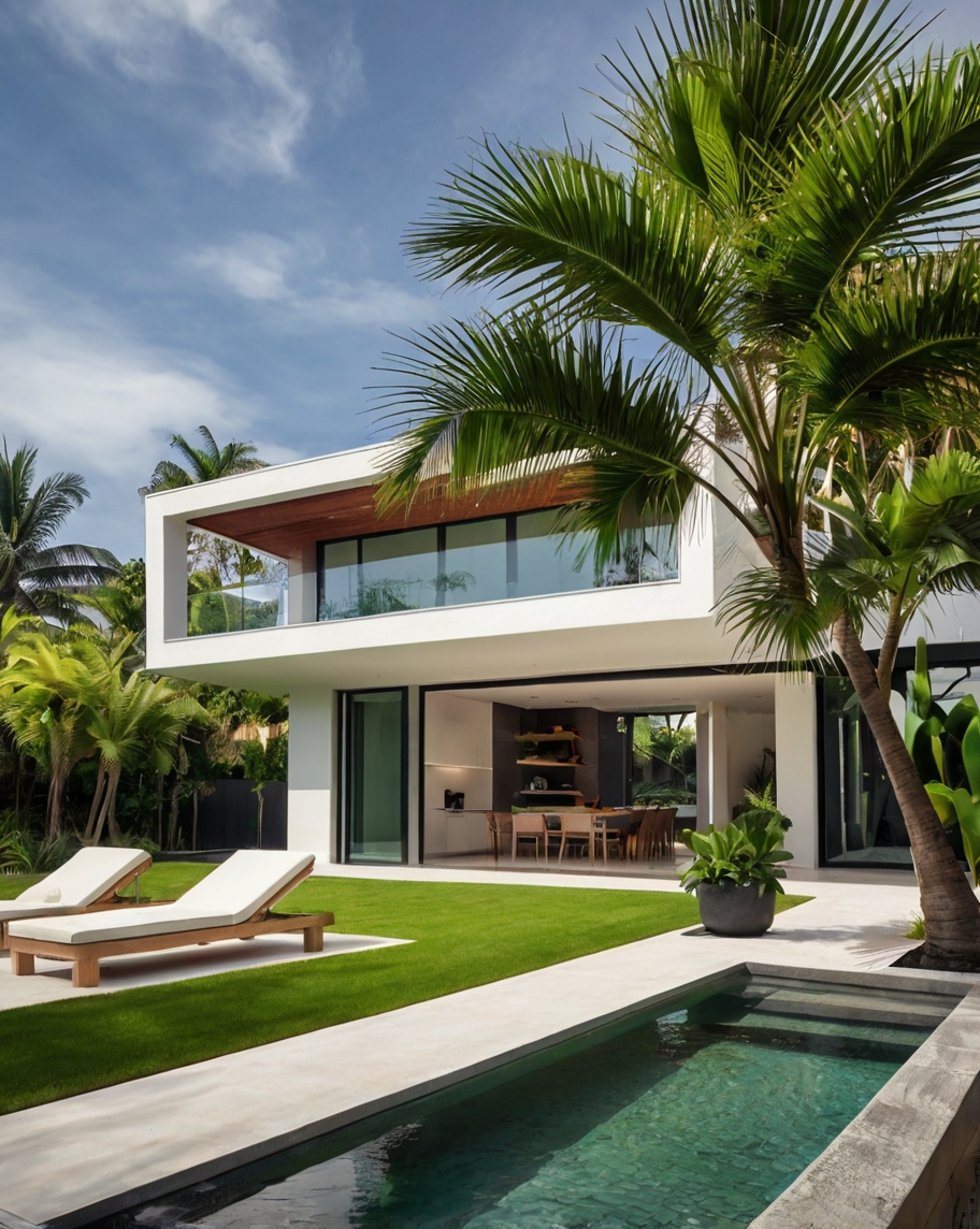 Default minimalist house with Tropical Backyard Landscape Idea 2