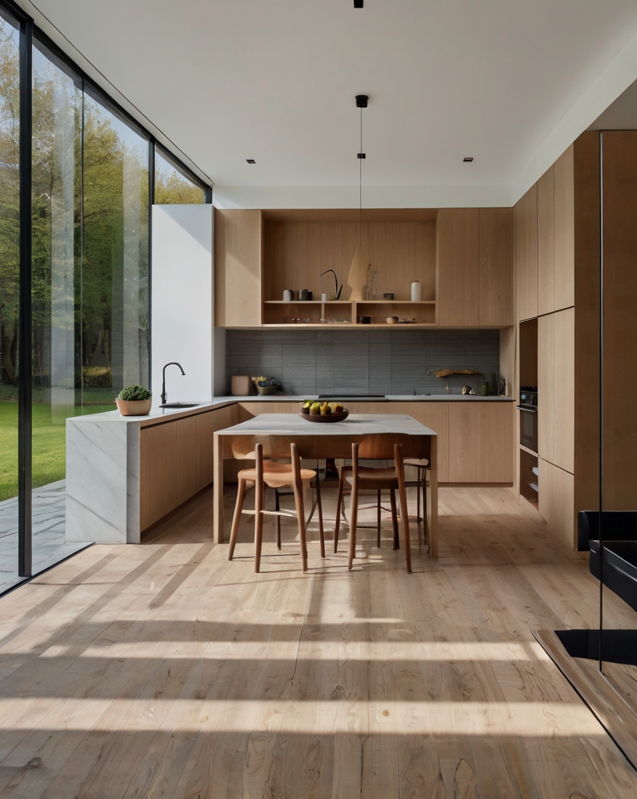 Default minimalist house with UShaped Kitchen Color and Materi 0