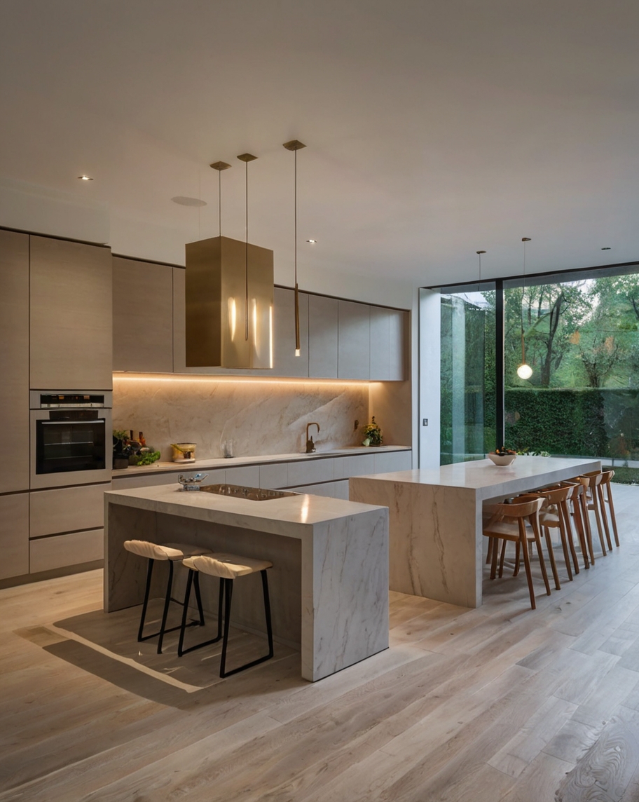 Default minimalist house with UShaped Kitchen Lighting 2