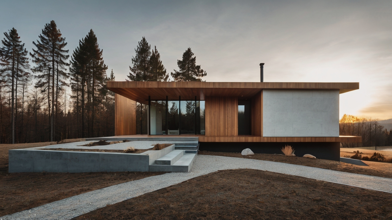 Default minimalist house with Wood Art for landscape 2