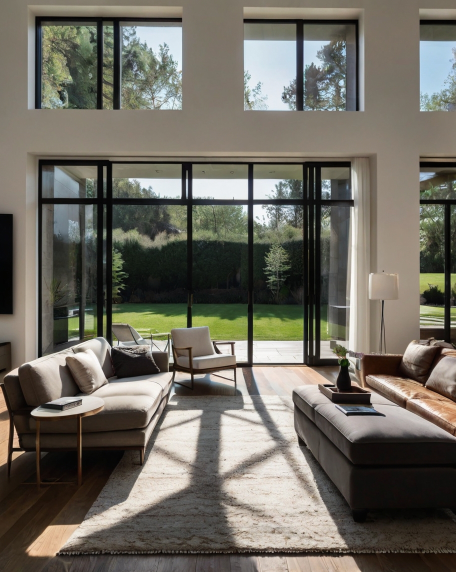 Default minimalist living room with interior french doors 0