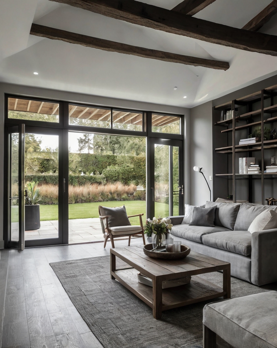 Default soft grey color minimalist wooden living room with int 3