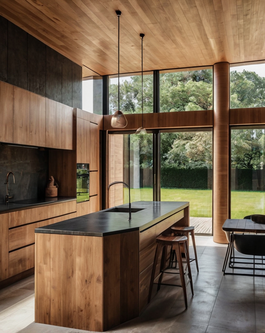 Default wooden Minimalist house with L Shaped Kitchens Aesthet 2