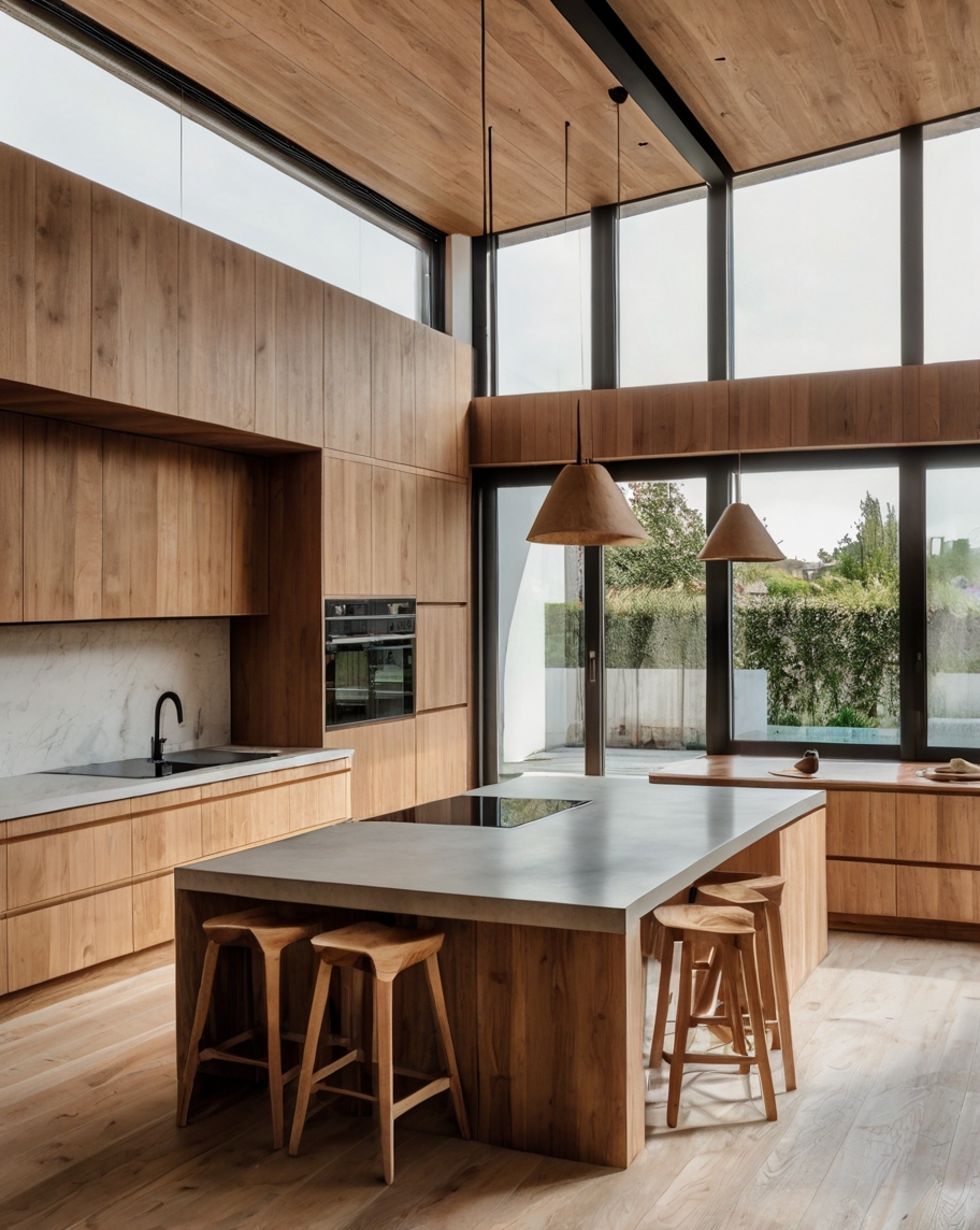 Default wooden Minimalist house with L Shaped Kitchens Aesthet 3