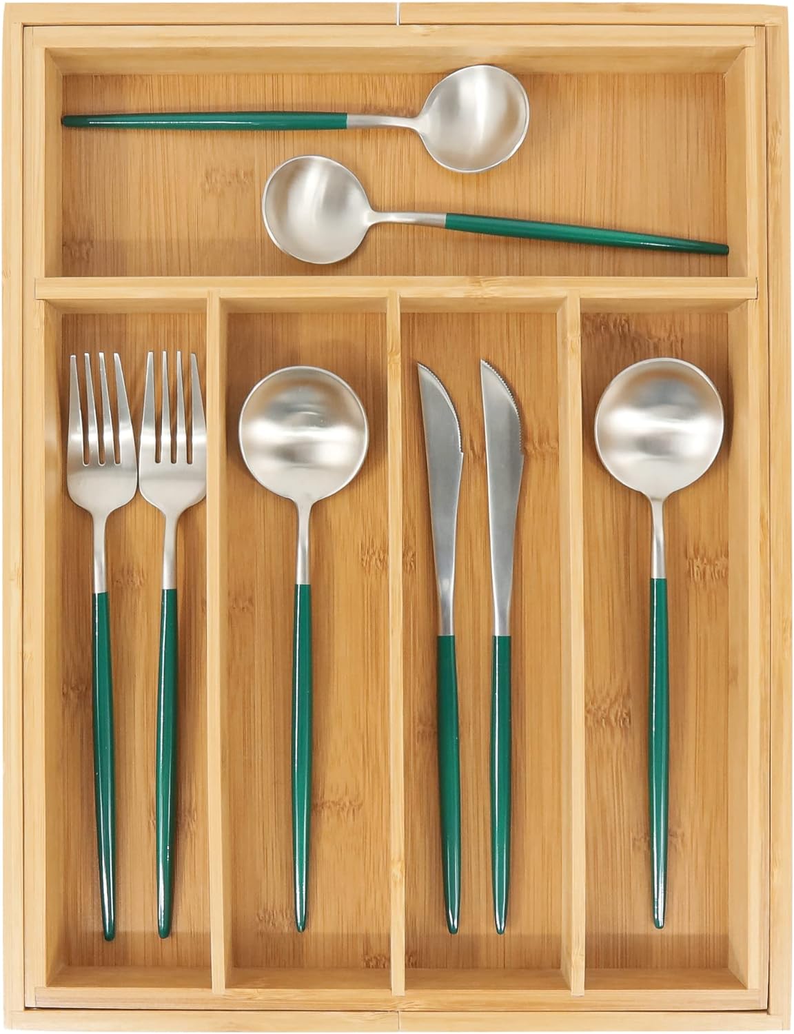 VaeFae Bamboo Silverware Organizer