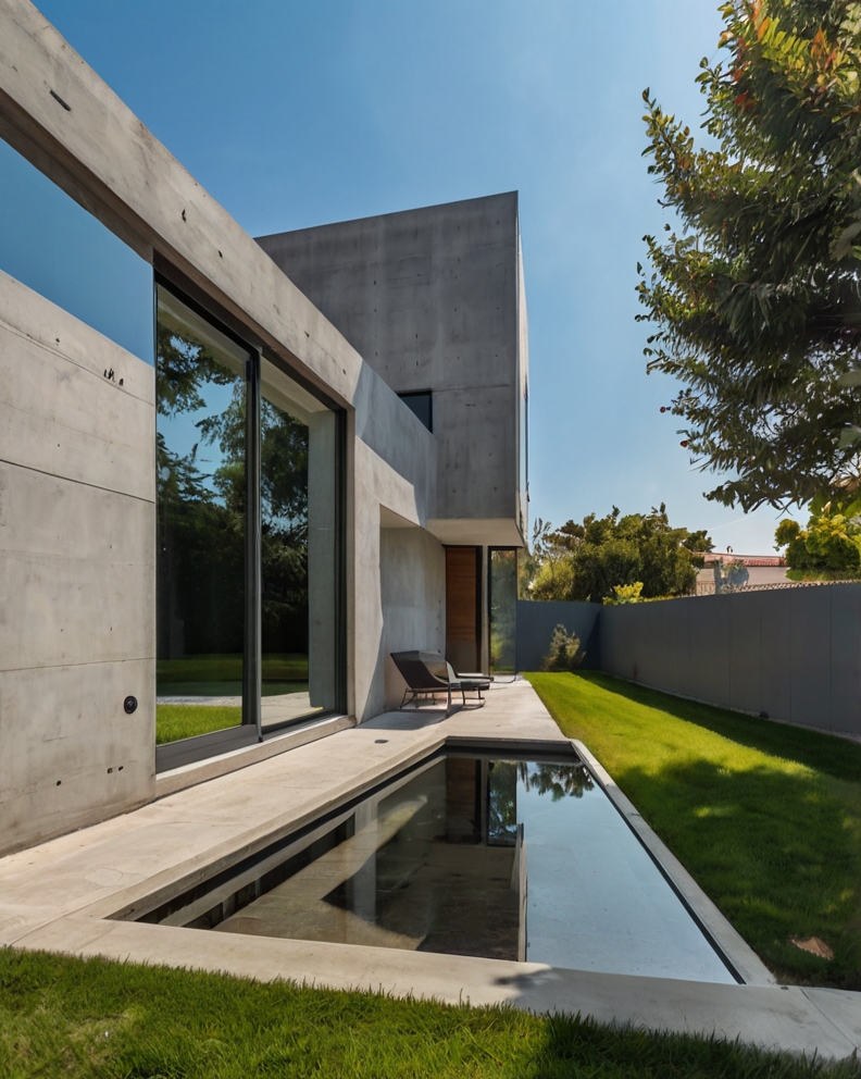 Default minimalist concrete house with small backyard with mir 3