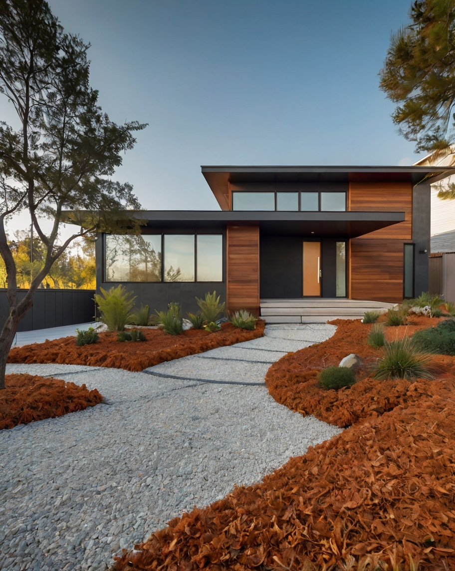 Default minimalist house with front yard Colored Mulch 0