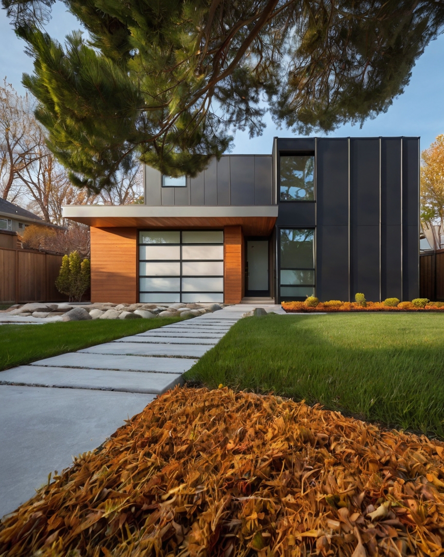 Default minimalist house with front yard Colored Mulch 1