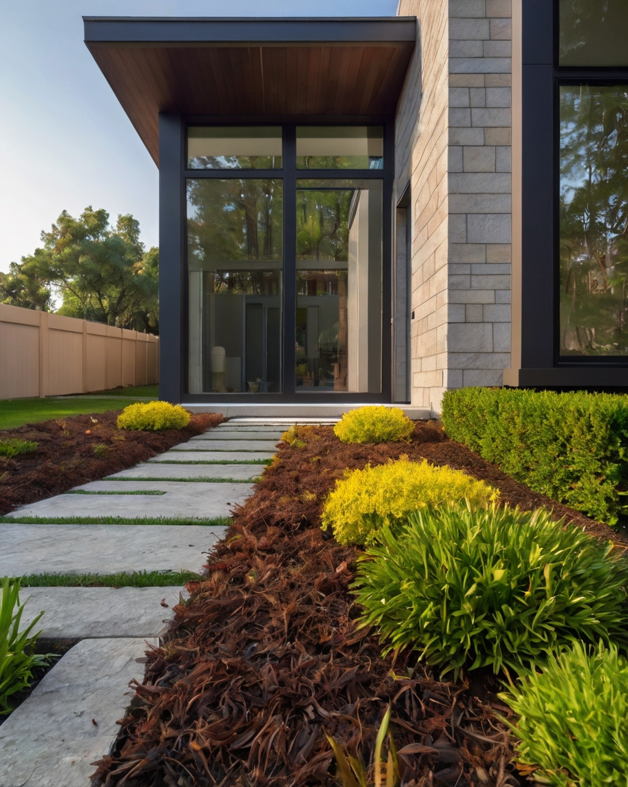 Default minimalist house with front yard Colored Mulch 2