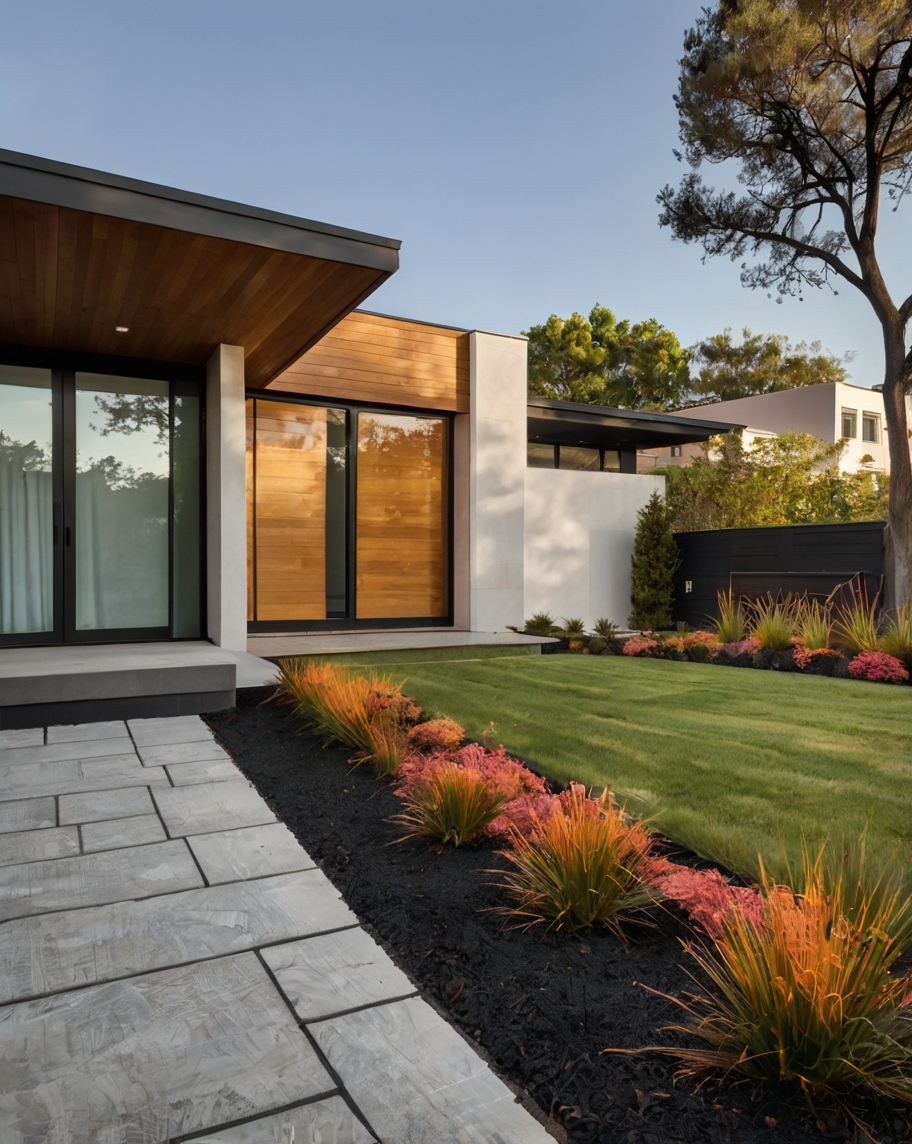 Default minimalist house with front yard Colored Mulch 3