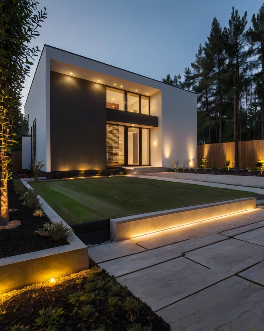 Default minimalist house with front yard Outdoor Lighting 0