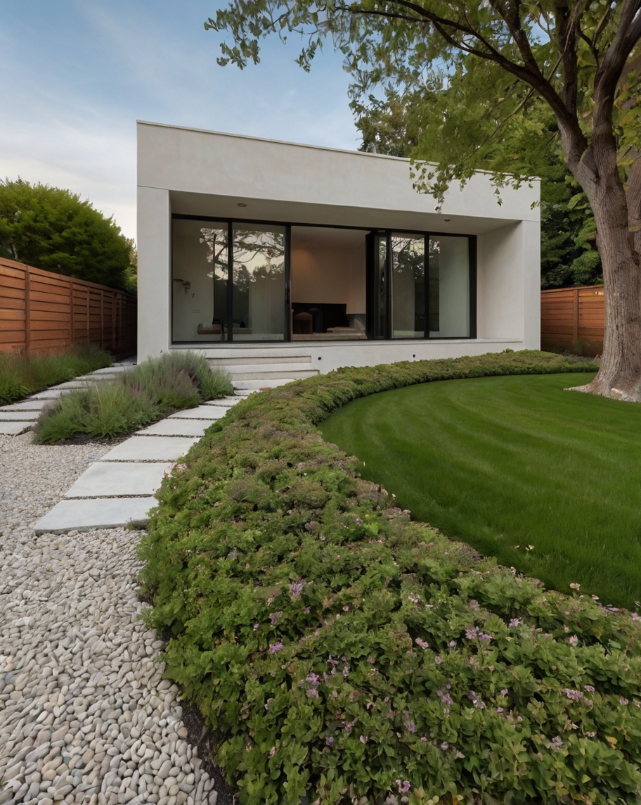 Default minimalist house with front yard ground cover plants C 1