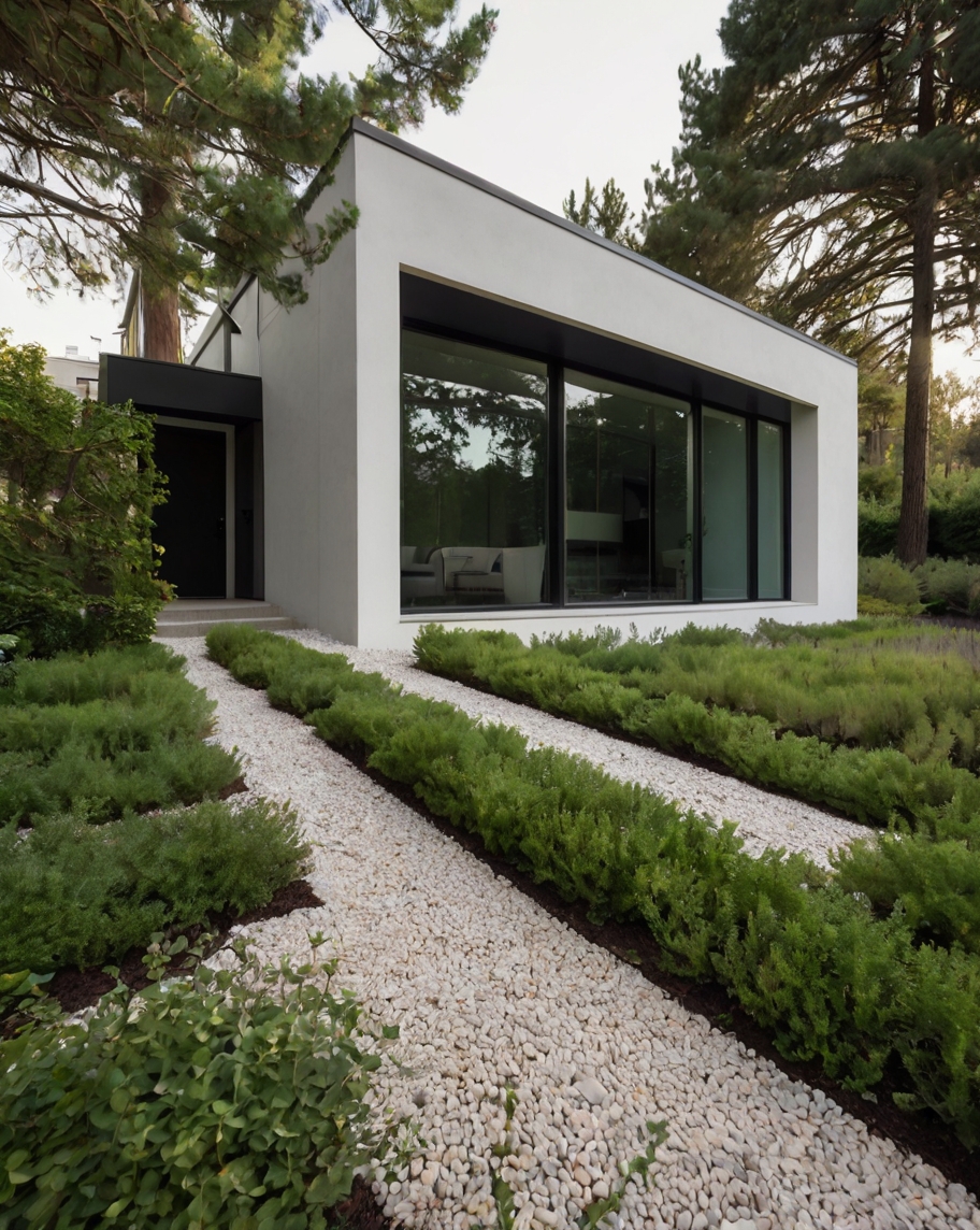 Default minimalist house with front yard ground cover plants C 2