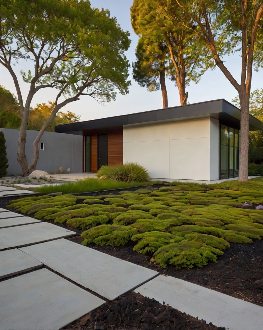 Default minimalist house with front yard ground cover plants S 1