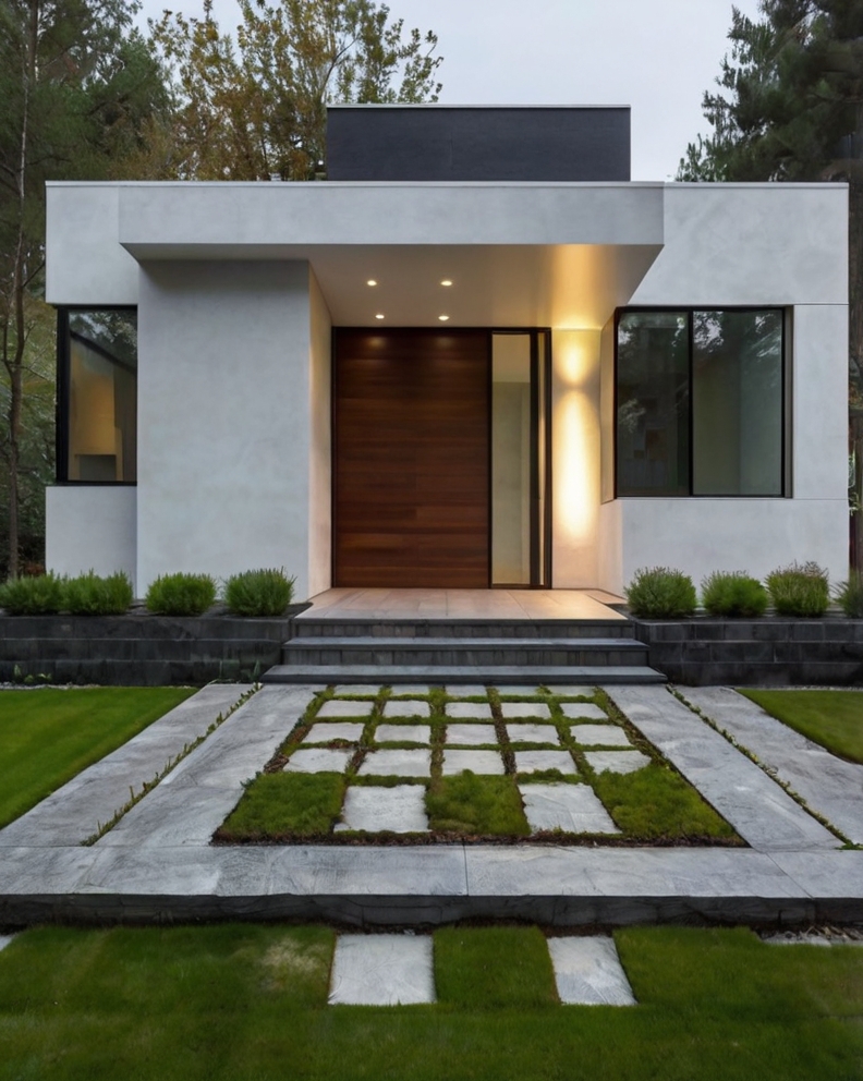 Default minimalist house with front yard landscaping ideas 3