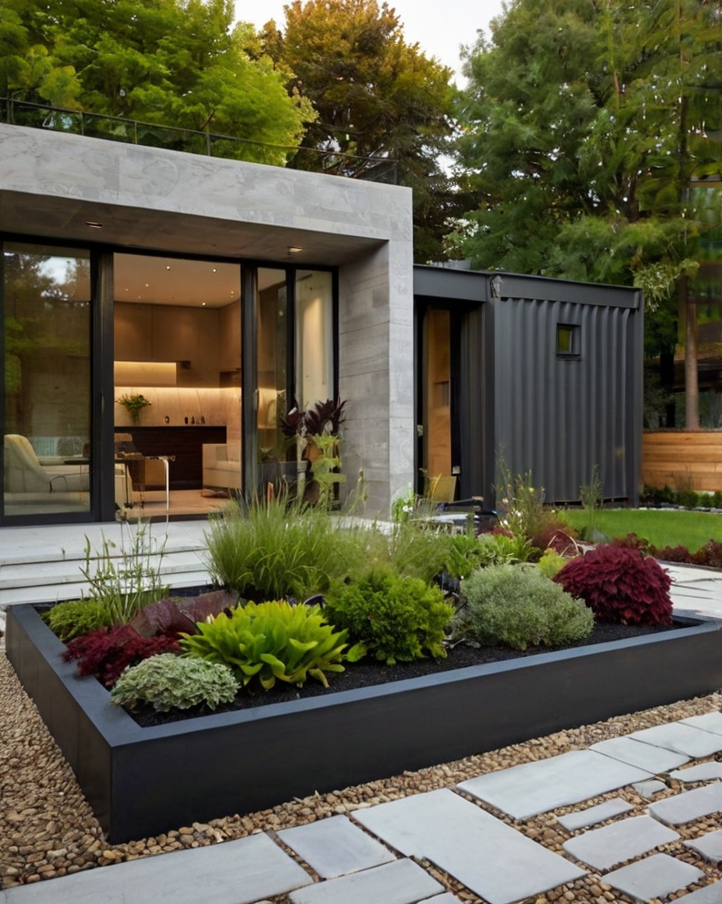 Default modern house with front yard landscaping ideas with co 3