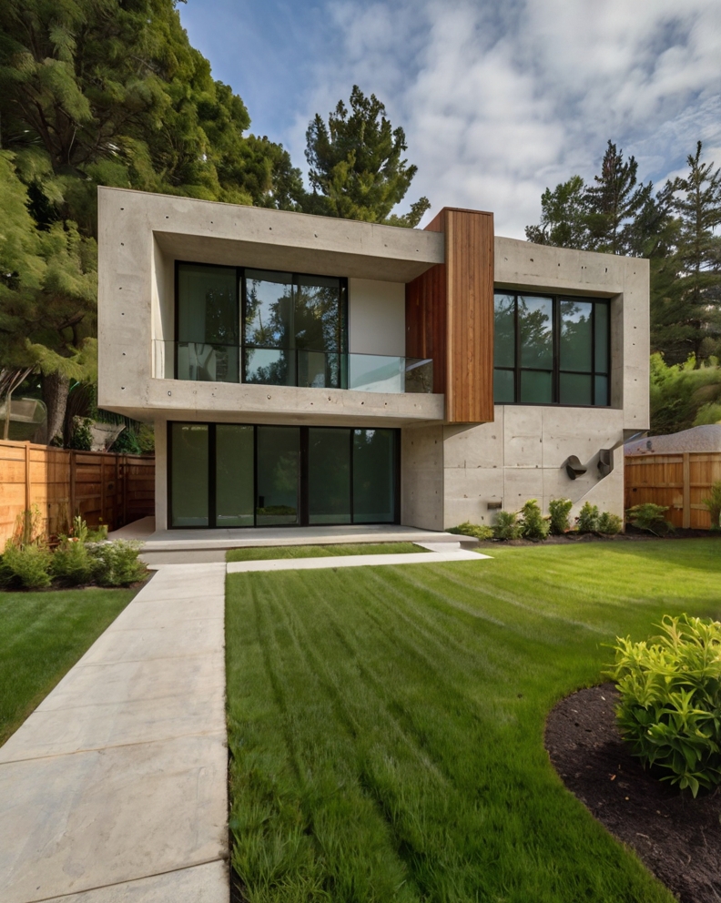 Stock Photography concrete house with Front Yard Affordable La 1