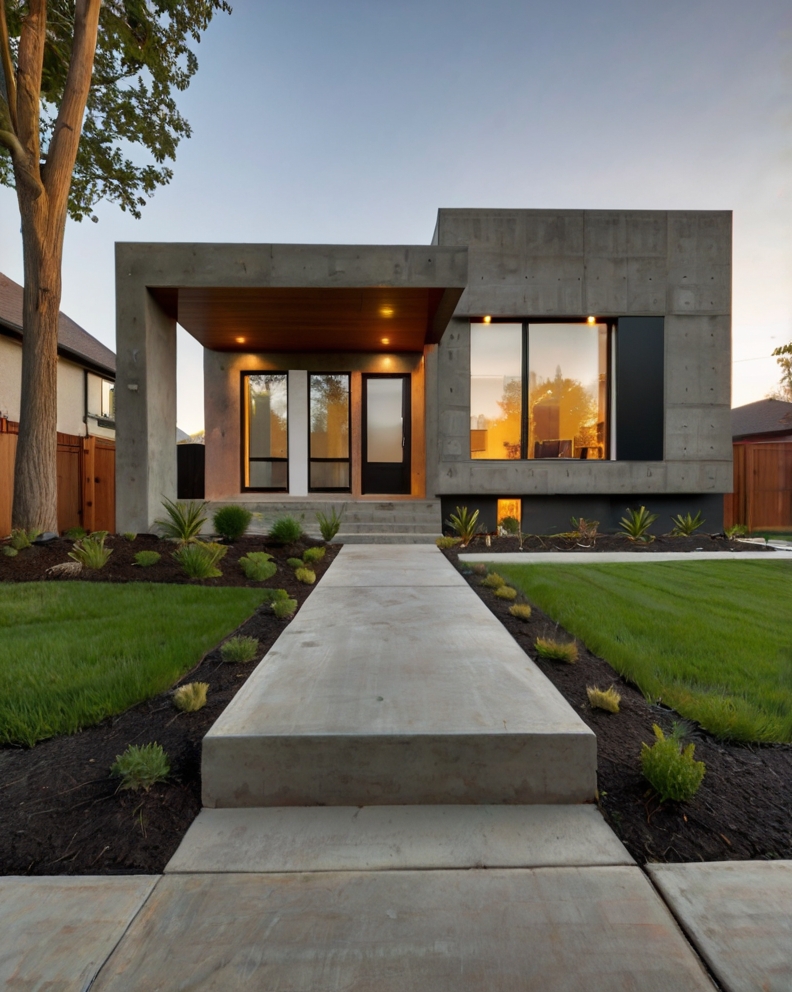 Stock Photography concrete house with Front Yard Affordable La 2