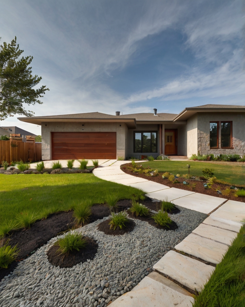 Stock Photography concrete house with Front Yard Affordable La 3